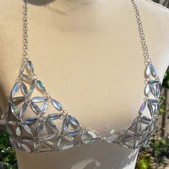 Body Jewelry chain metal and gemstones bra / top - Picture 3 of 9